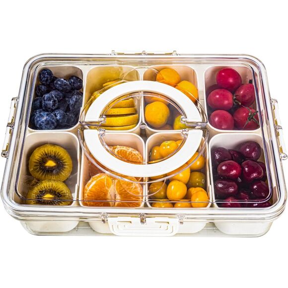 NEW Divided Serving Tray with Handle, 8 Compartments Snack Box (4514) - Picture 1 of 8